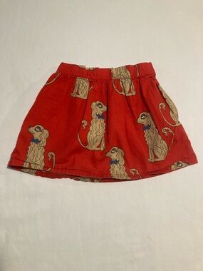 Mini Rodini Red Skirt with Tan Dog Motif (Item No. D5)